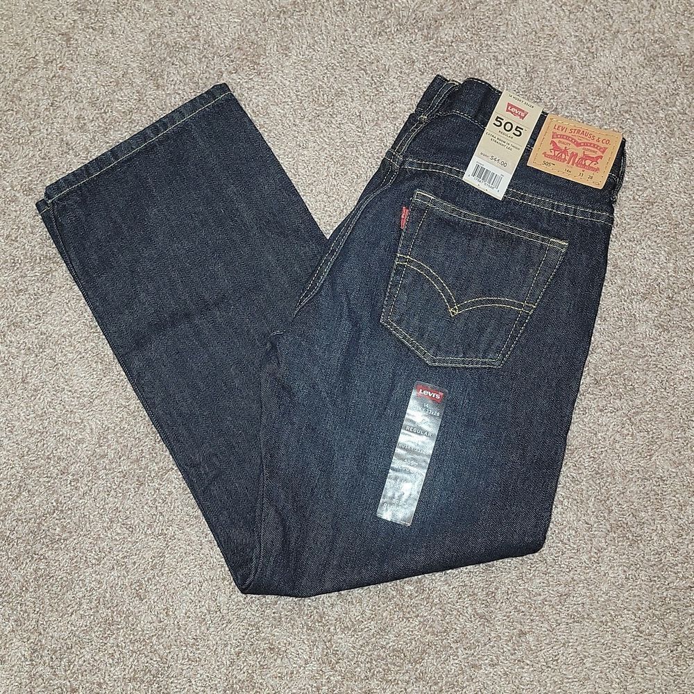 Levi's 505 Regular Dark Wash Denim Jeans Size 14 Husky / 33 x 28 NWT